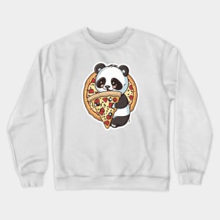 Cute Cartoon Panda Eating Pizza Funny Kawaii Crewneck Sweatshirt